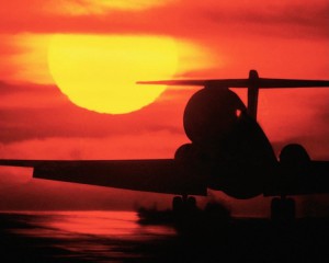 AirplaneTackingOff@Sunset